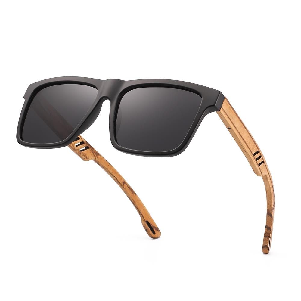 Lunettes de soleil en bois pour hommes polarisées avec design carré